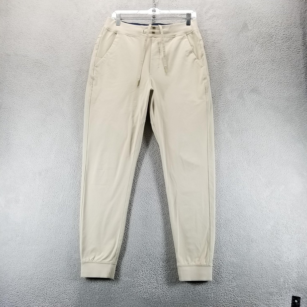 Birddogs Jogger Pants Mens L Beige Lined Elastic Waist Zip Pocket Casual